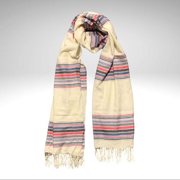 Gap Modal Multicolor Striped Scarf with Twisted Rope Fringes 84x25" - Picture 2 of 9